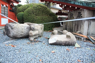 平成29年10月23日　手水舎倒壊の様子